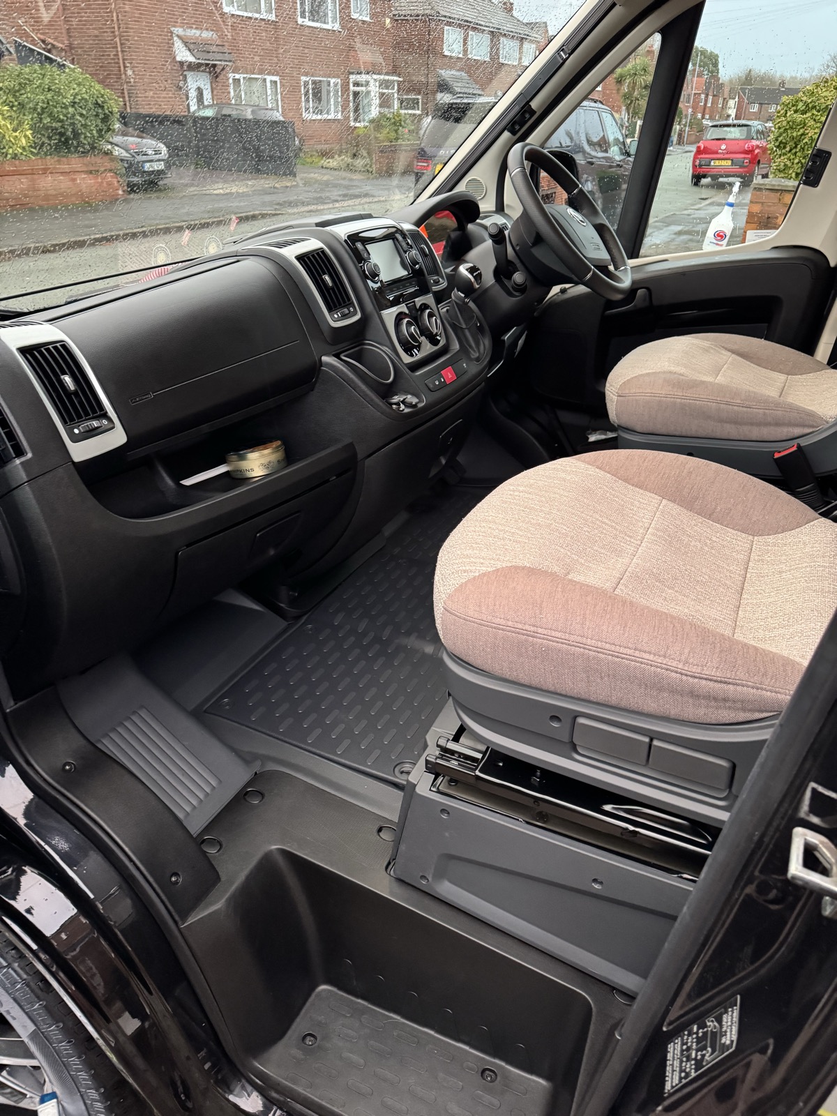 Cleaned cab interior and dashboard of a motorhome detailed in Warrington
