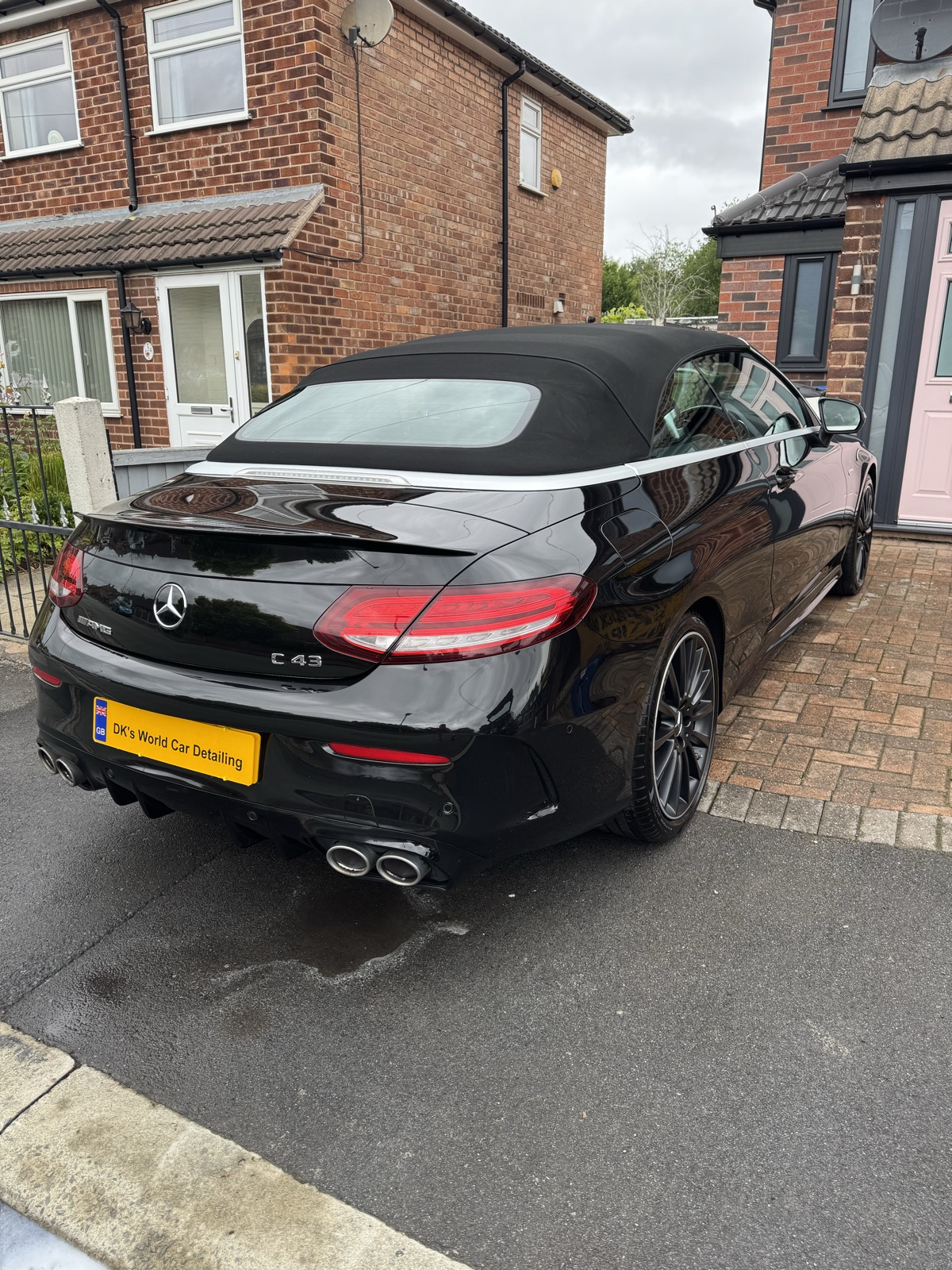 Mercedes-AMG C43 Cabriolet rear view after a full detail in Widnes