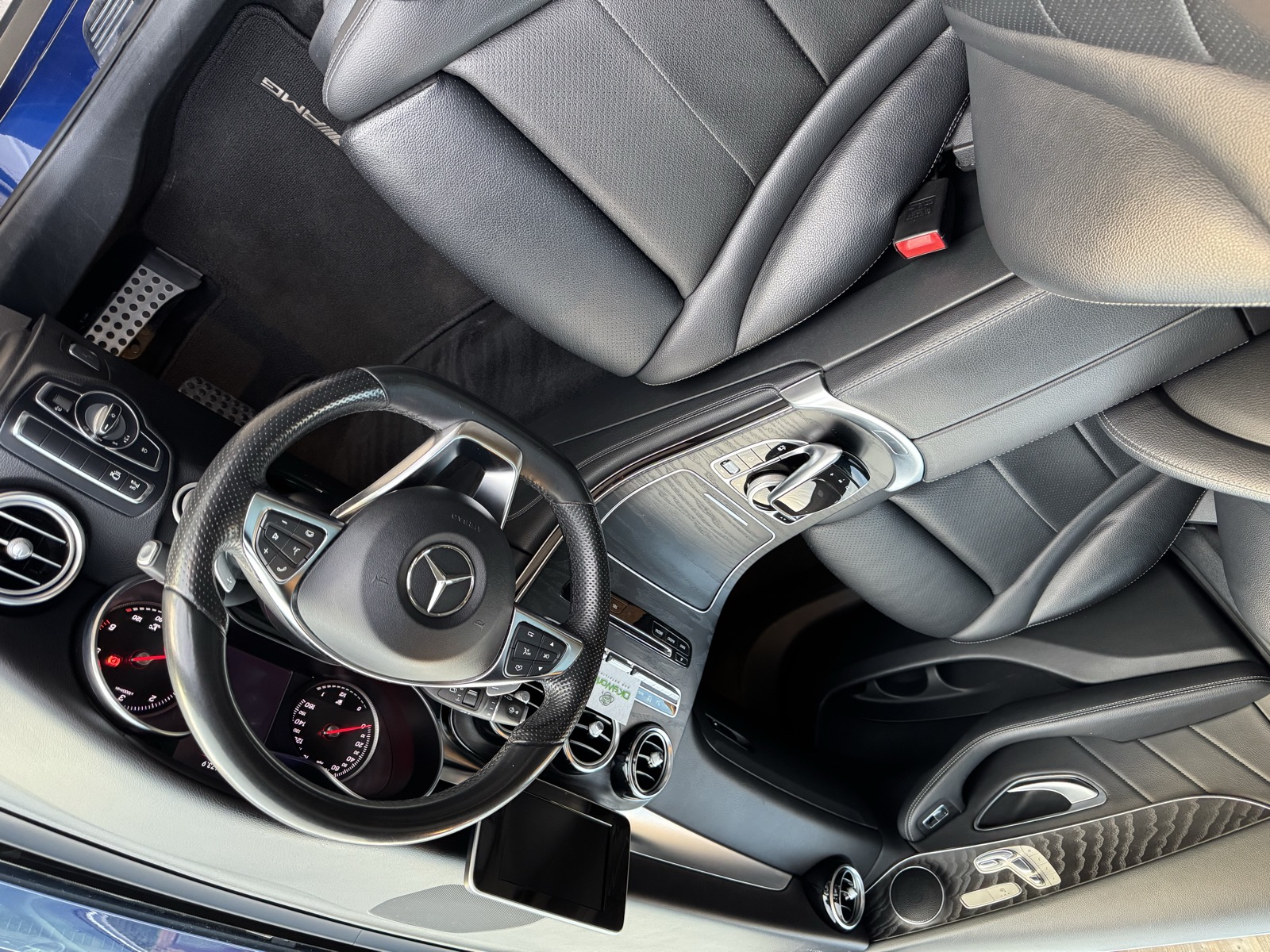 Cleaned Mercedes-AMG leather interior and steering wheel after a valet in Widnes